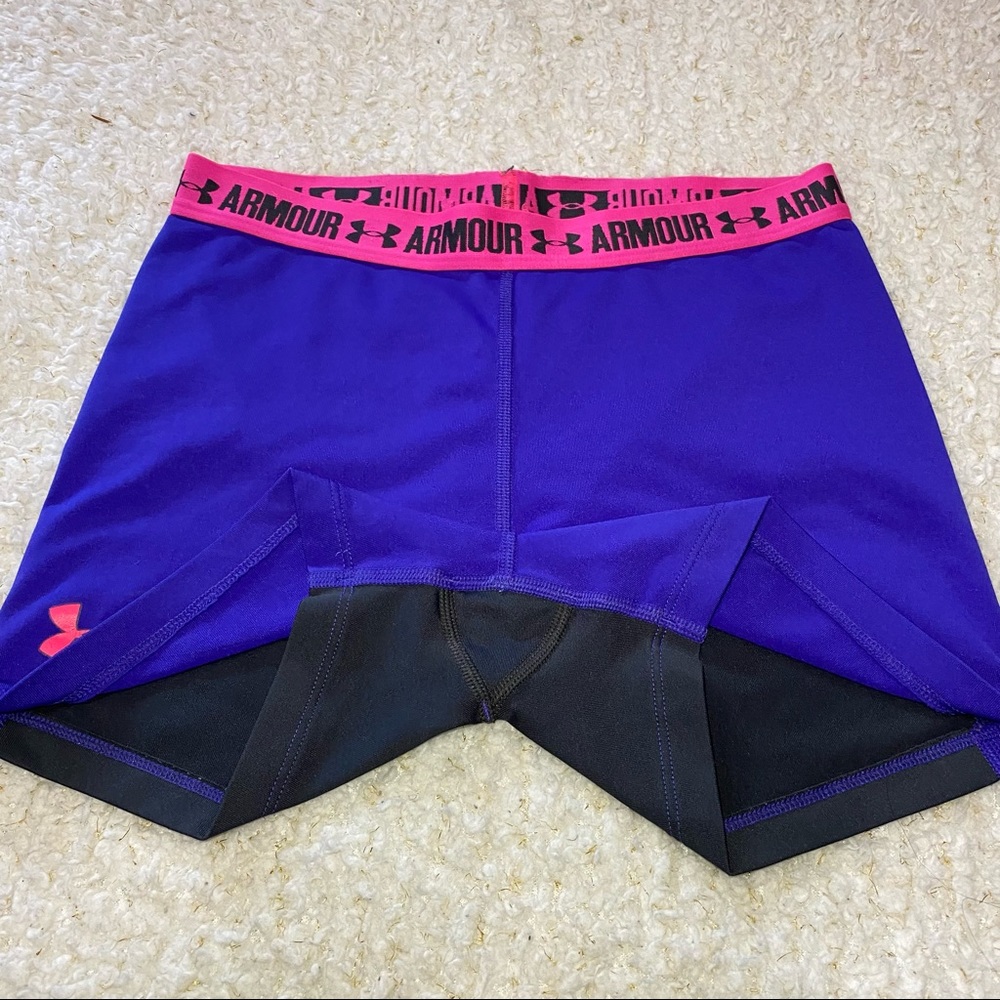 Under Armour HeatGear Stretch Shorts Purple/Gray Size Medium - Picture 6 of 7
